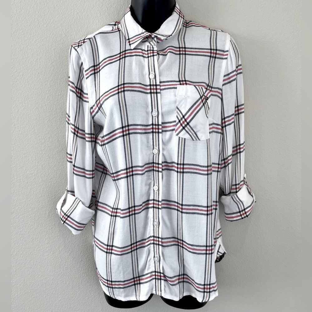 NWT TOMMY HILFIGER VISCOSE WOMENS COLLARED BUTTON UP 3/4 OR LONG SLEEVE TOP XL